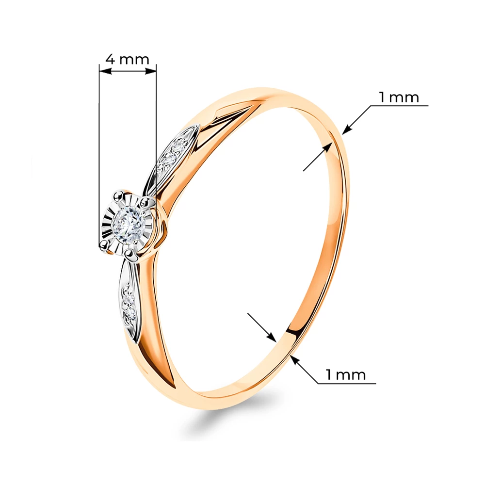 Кольцо с бриллиантами из красного золота 375 пробы