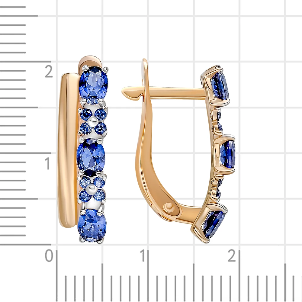 Серьги с сапфирами синтетическими из красного золота 375 пробы 3