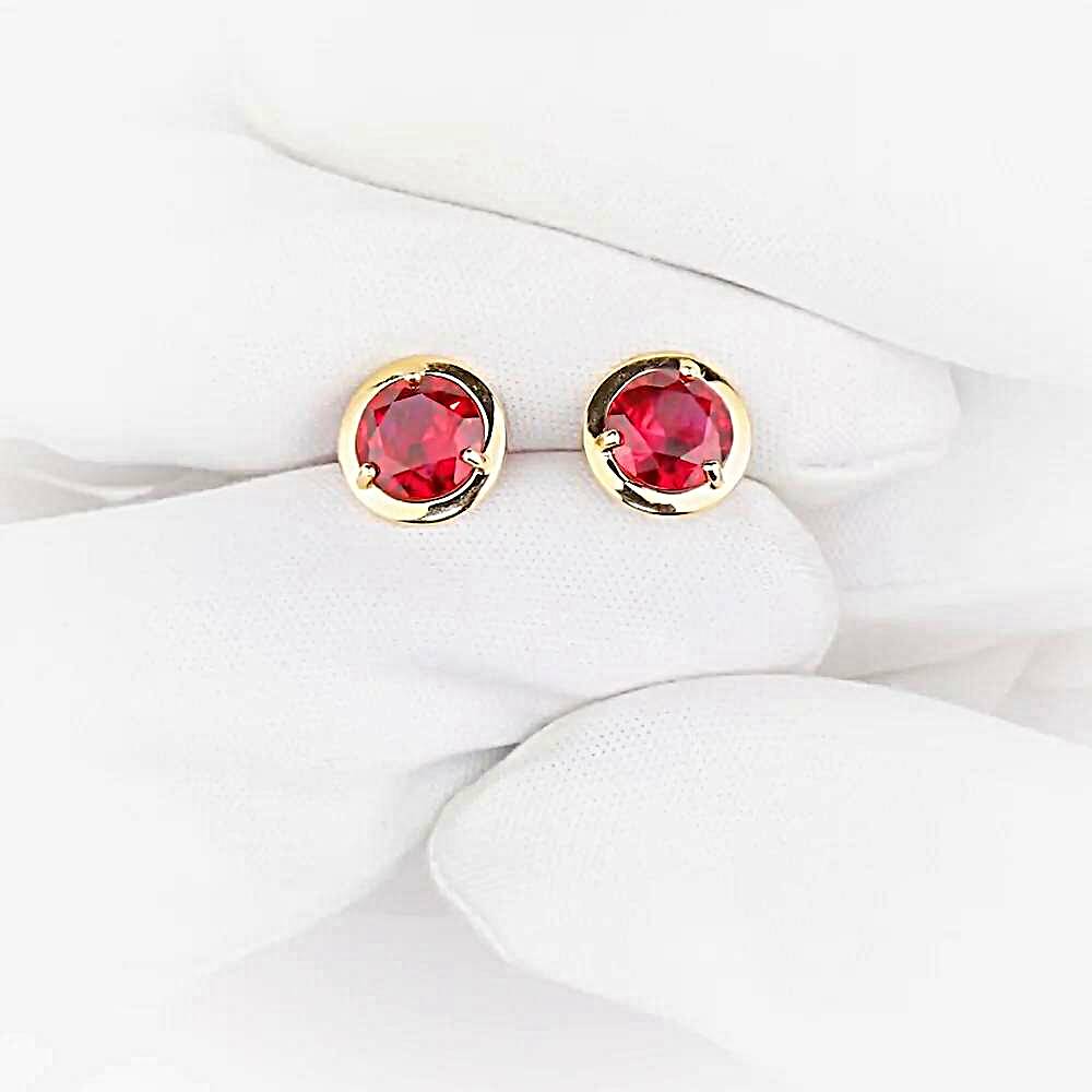 Серьги с рубинами синтетическими из красного золота 585 пробы 1