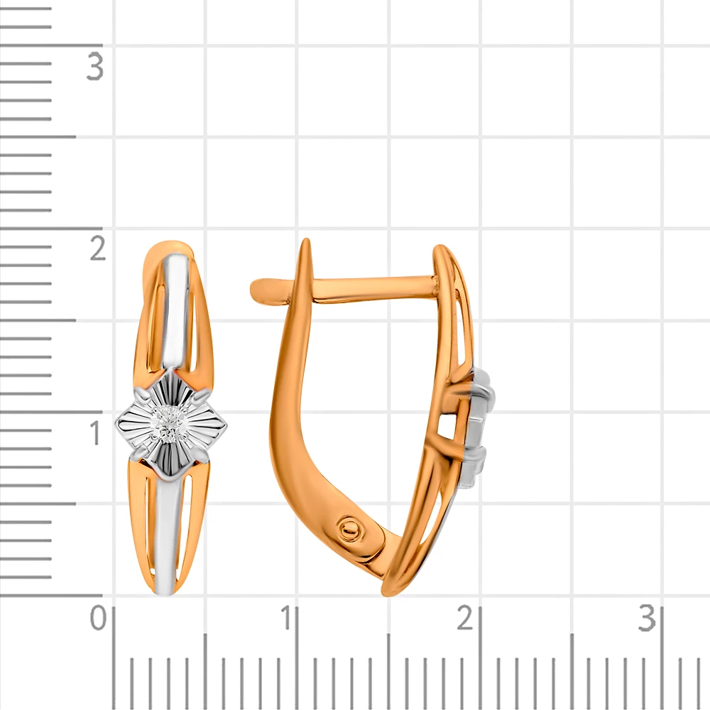 Серьги с бриллиантами из красного золота 585 пробы 3