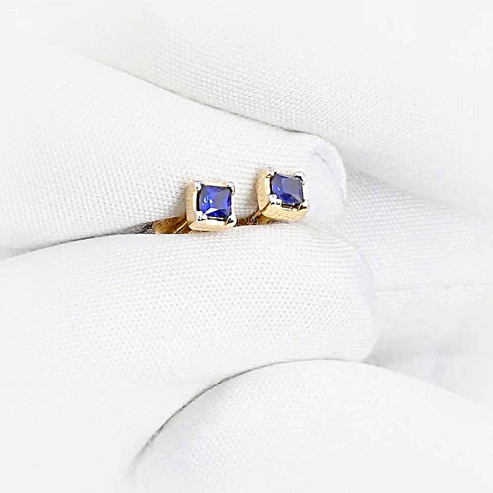 Серьги с сапфирами синтетическими из красного золота 585 пробы 1