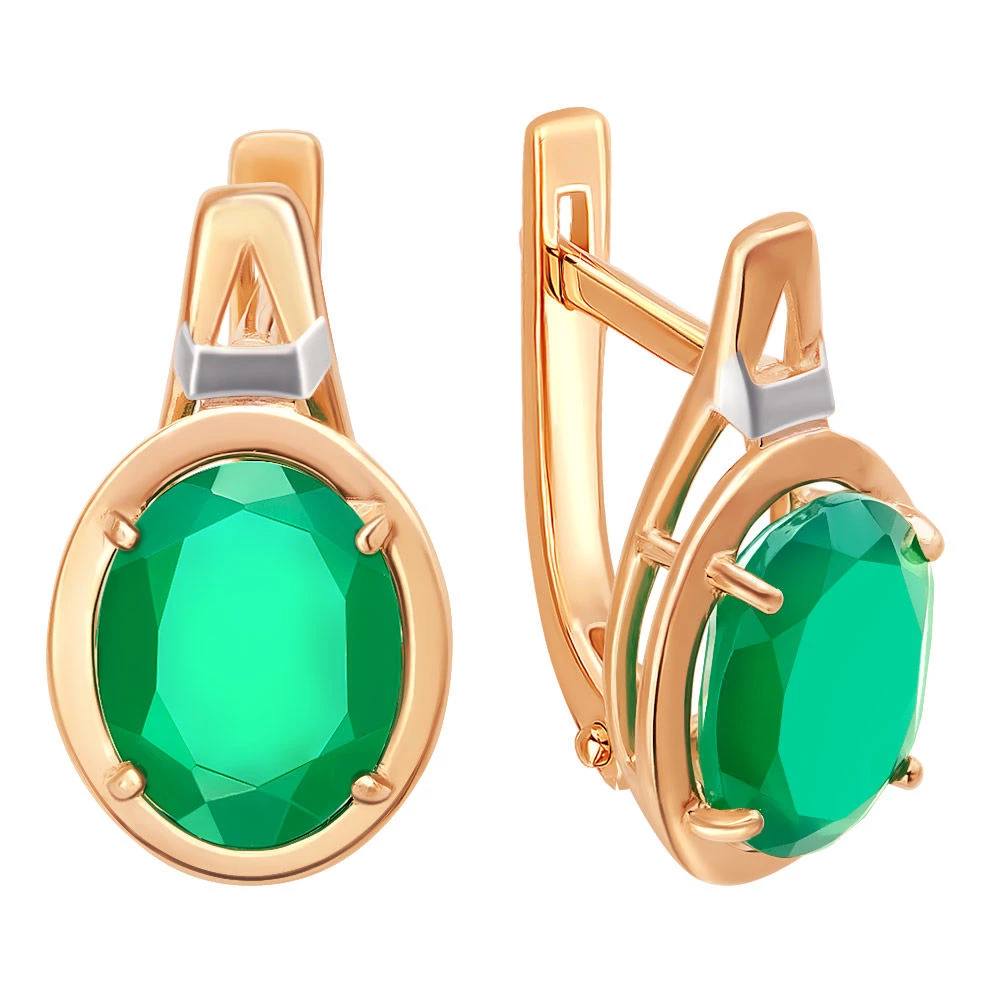 Серьги с агатами из красного золота 585 пробы