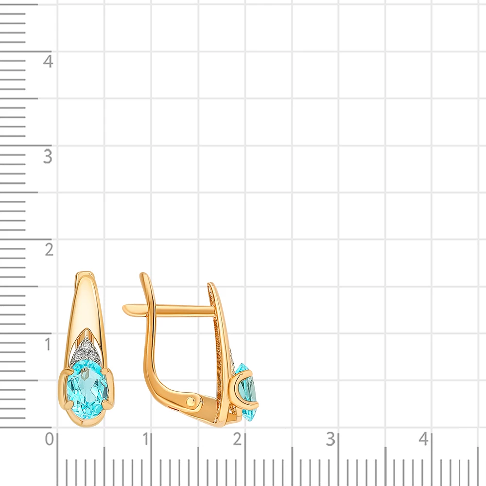 Серьги с топазами и фианитами из красного золота 585 пробы 3