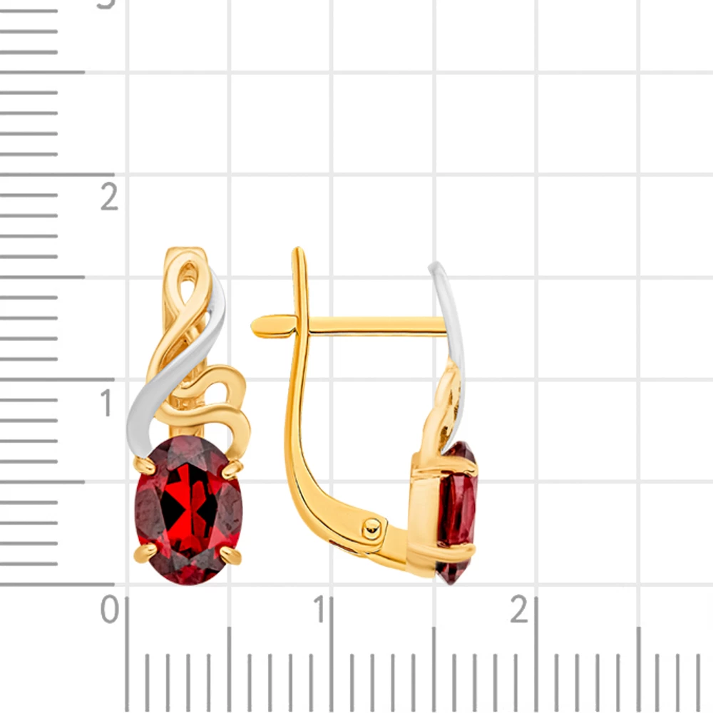Серьги с гранатами из красного золота 585 пробы 3