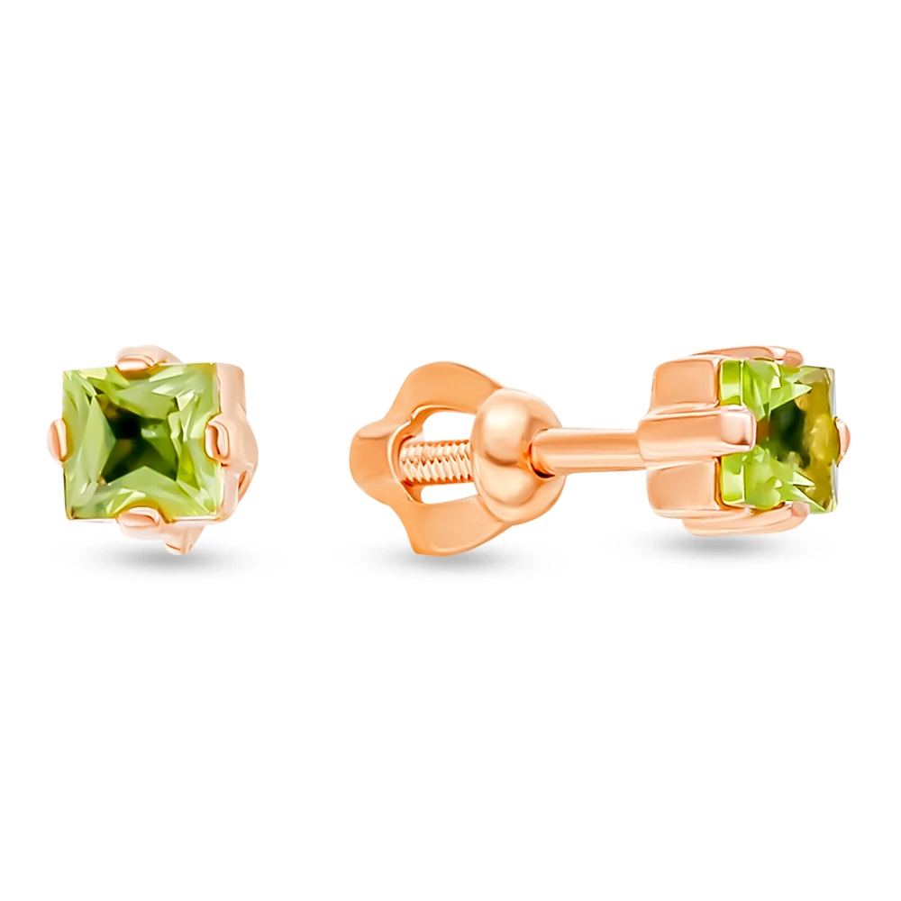 Серьги с хризолитами из красного золота 375 пробы 1