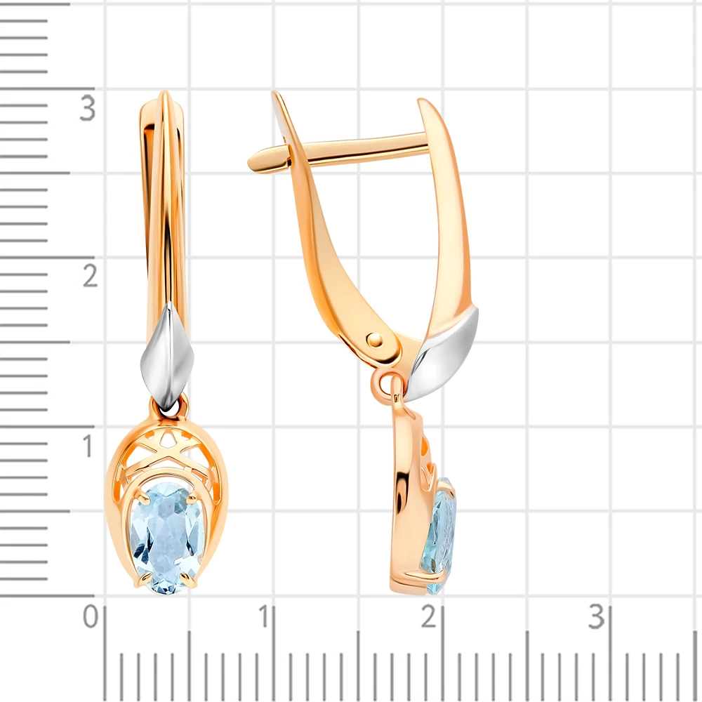 Серьги с топазами из красного золота 585 пробы 2