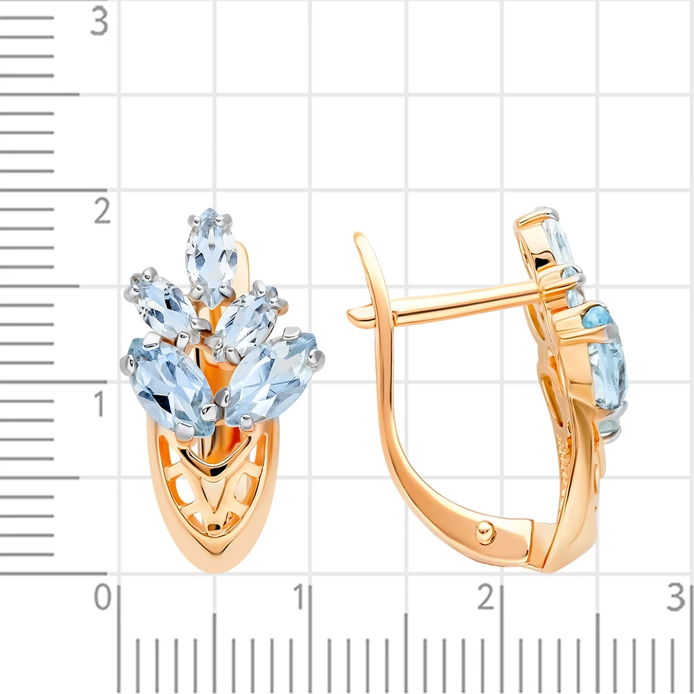 Серьги с топазами из красного золота 585 пробы 3