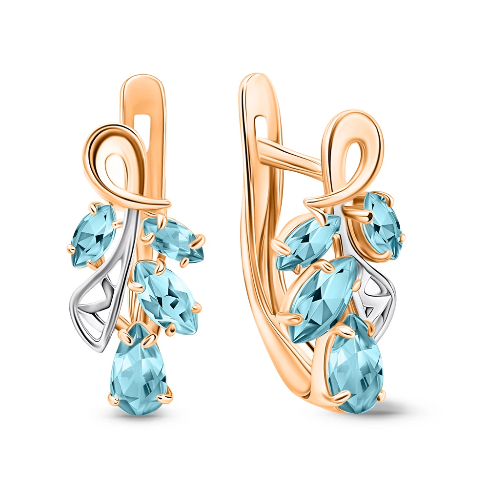 Серьги с топазами из красного золота 585 пробы 1
