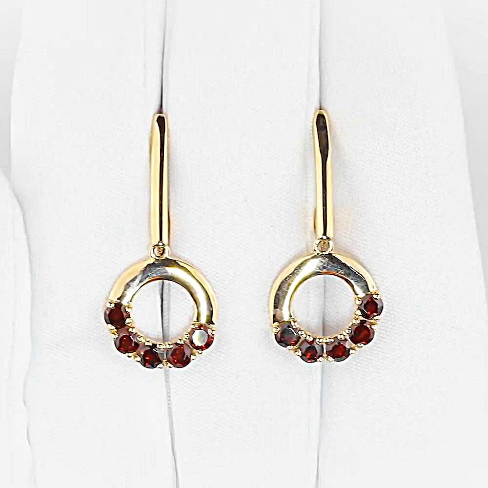Серьги с гранатами из красного золота 585 пробы 1
