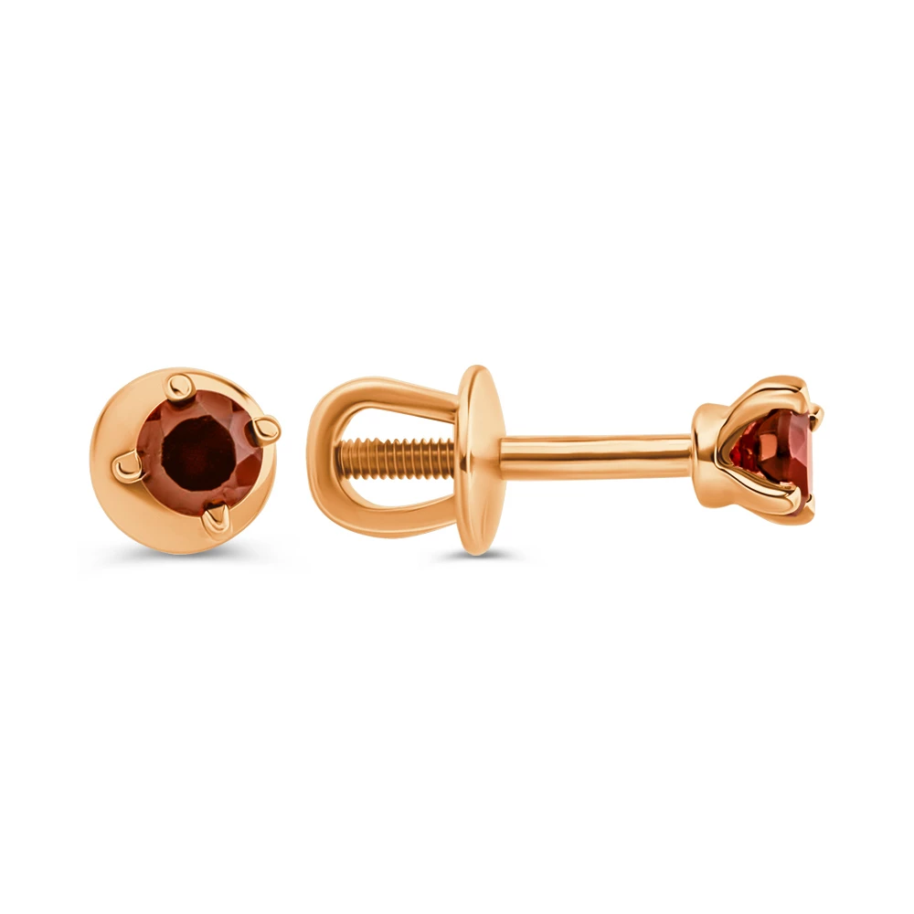 Серьги с гранатами из красного золота 585 пробы 2