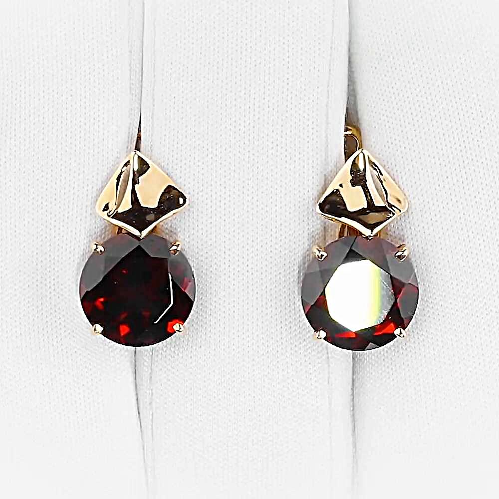 Серьги с гранатами из красного золота 585 пробы 1