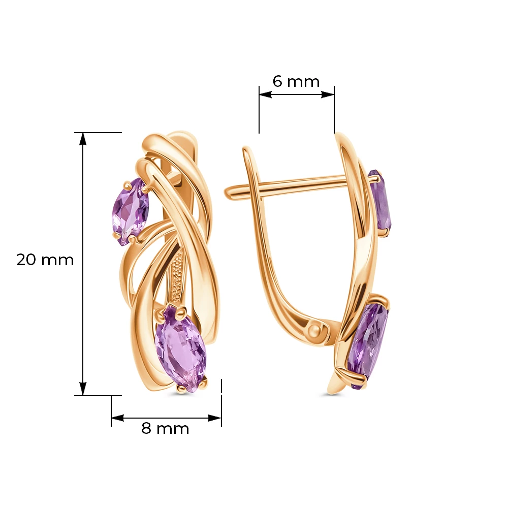 Серьги с аметистами из красного золота 585 пробы 4
