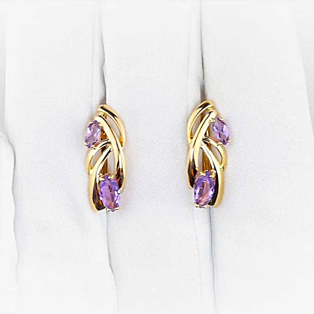 Серьги с аметистами из красного золота 585 пробы 1