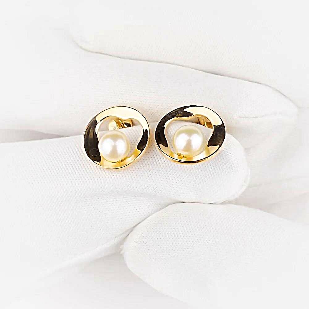 Серьги с культивированным жемчугом из красного золота 585 пробы 1