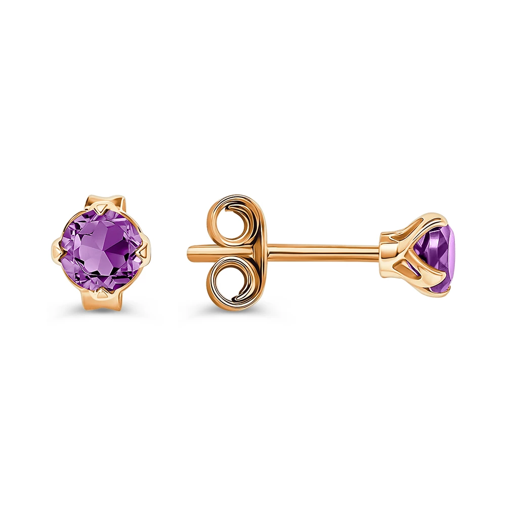 Серьги с аметистами из красного золота 585 пробы 3