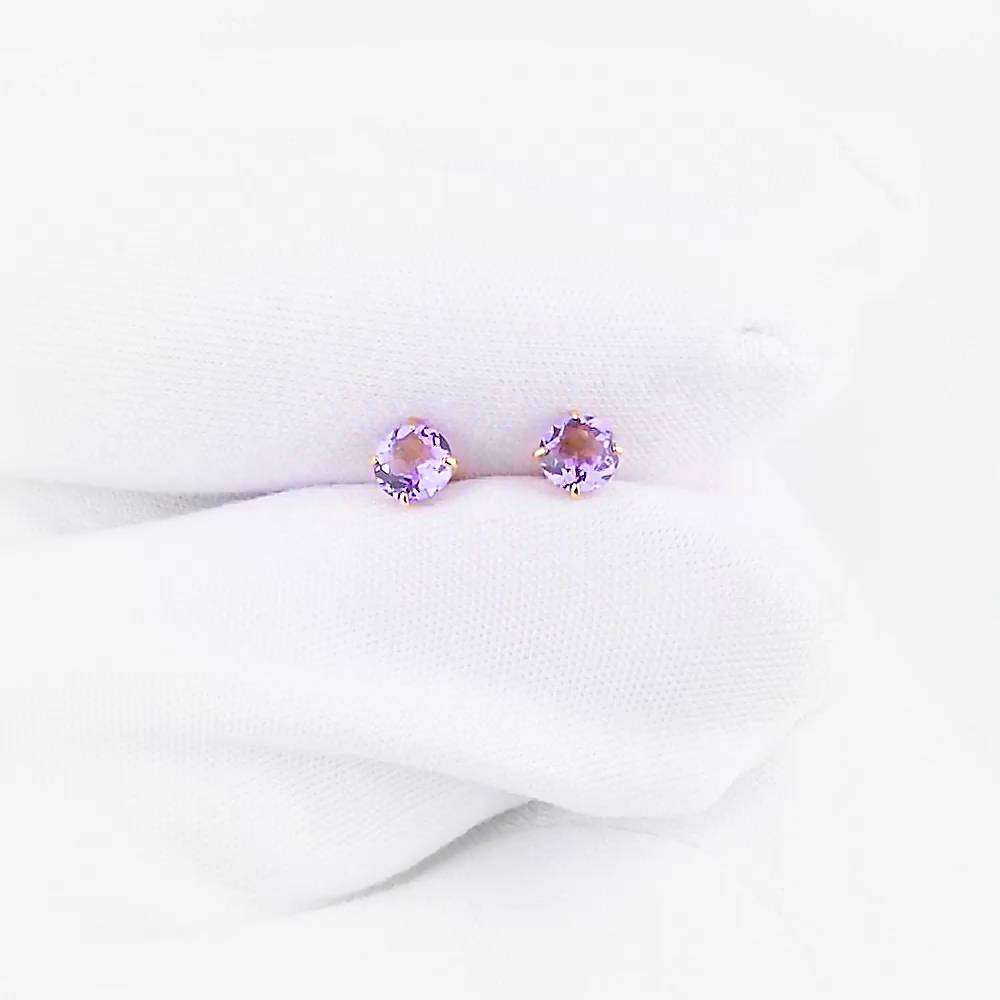 Серьги с аметистами из красного золота 585 пробы 1