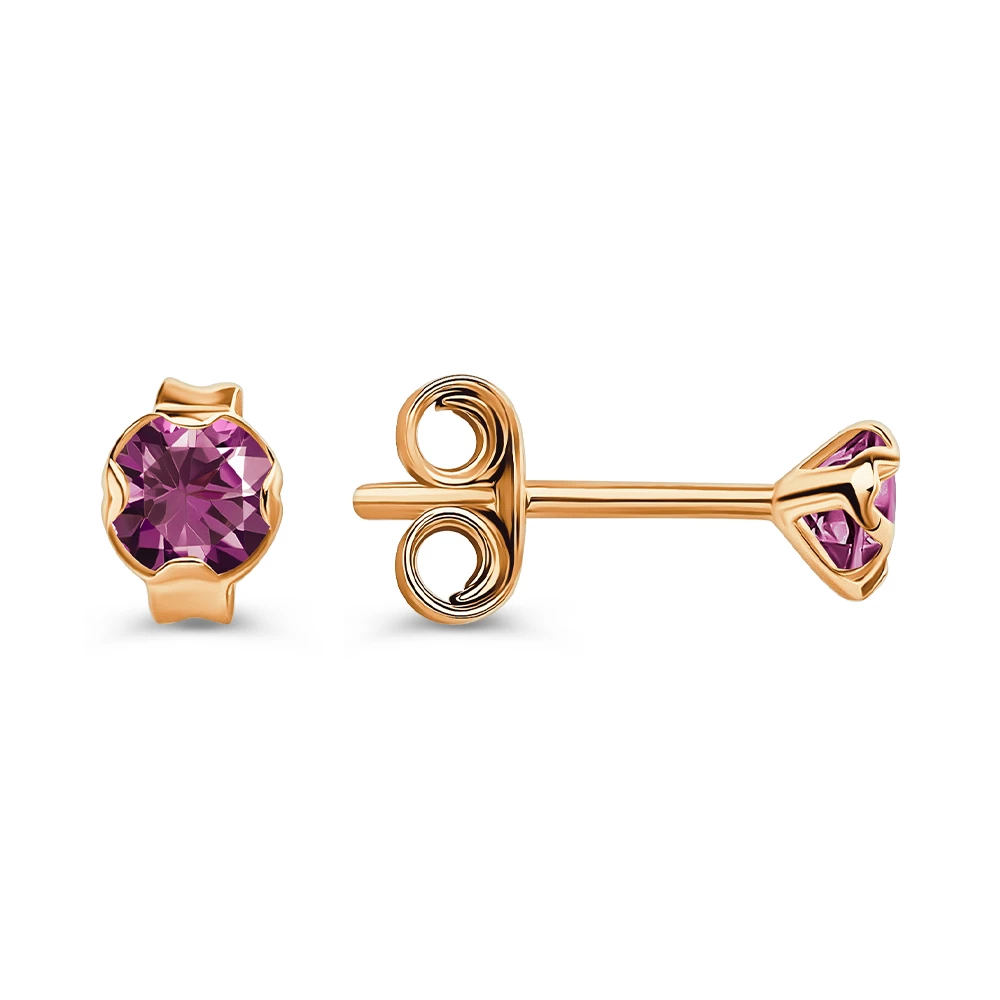 Серьги с аметистами из красного золота 585 пробы 3