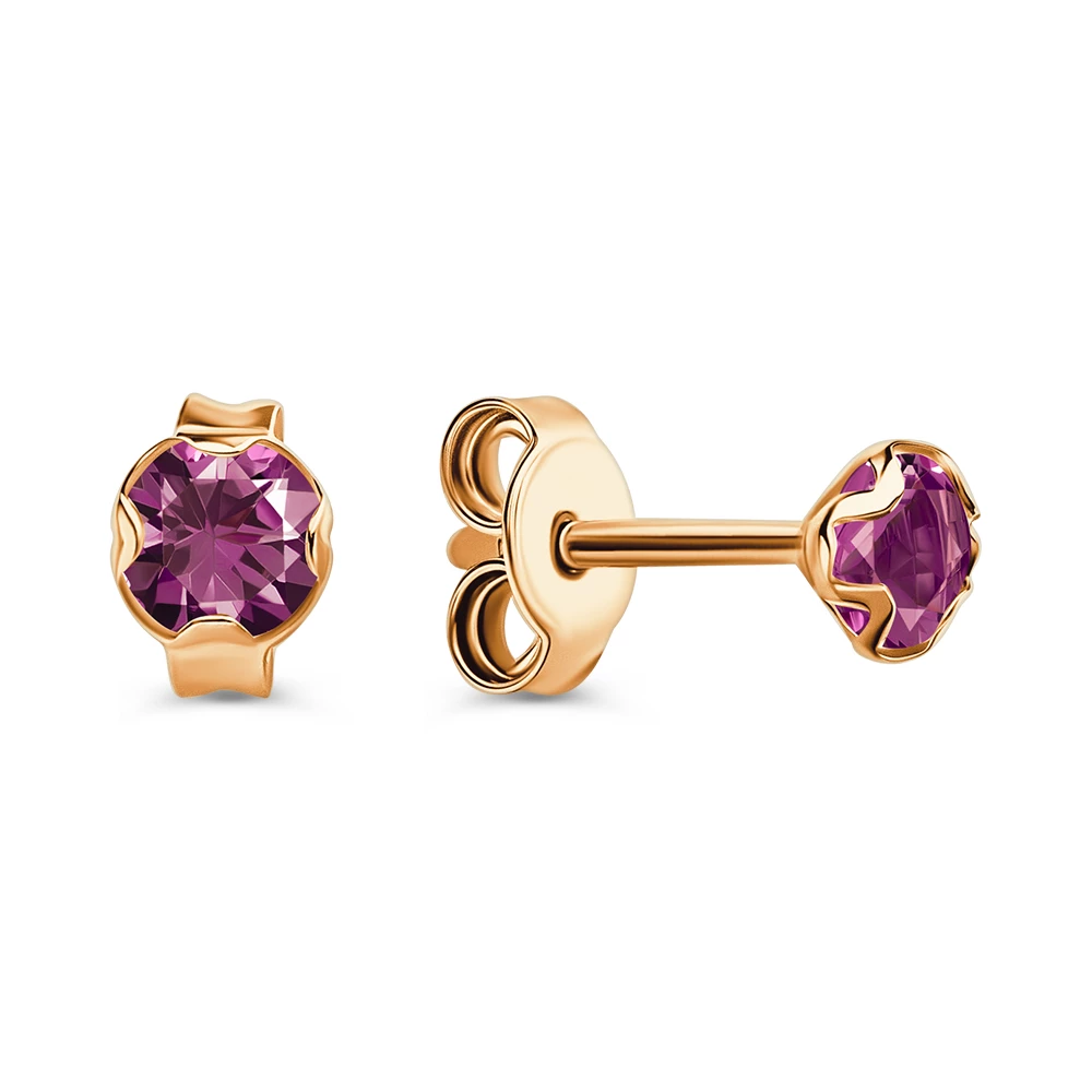 Серьги с аметистами из красного золота 585 пробы 2