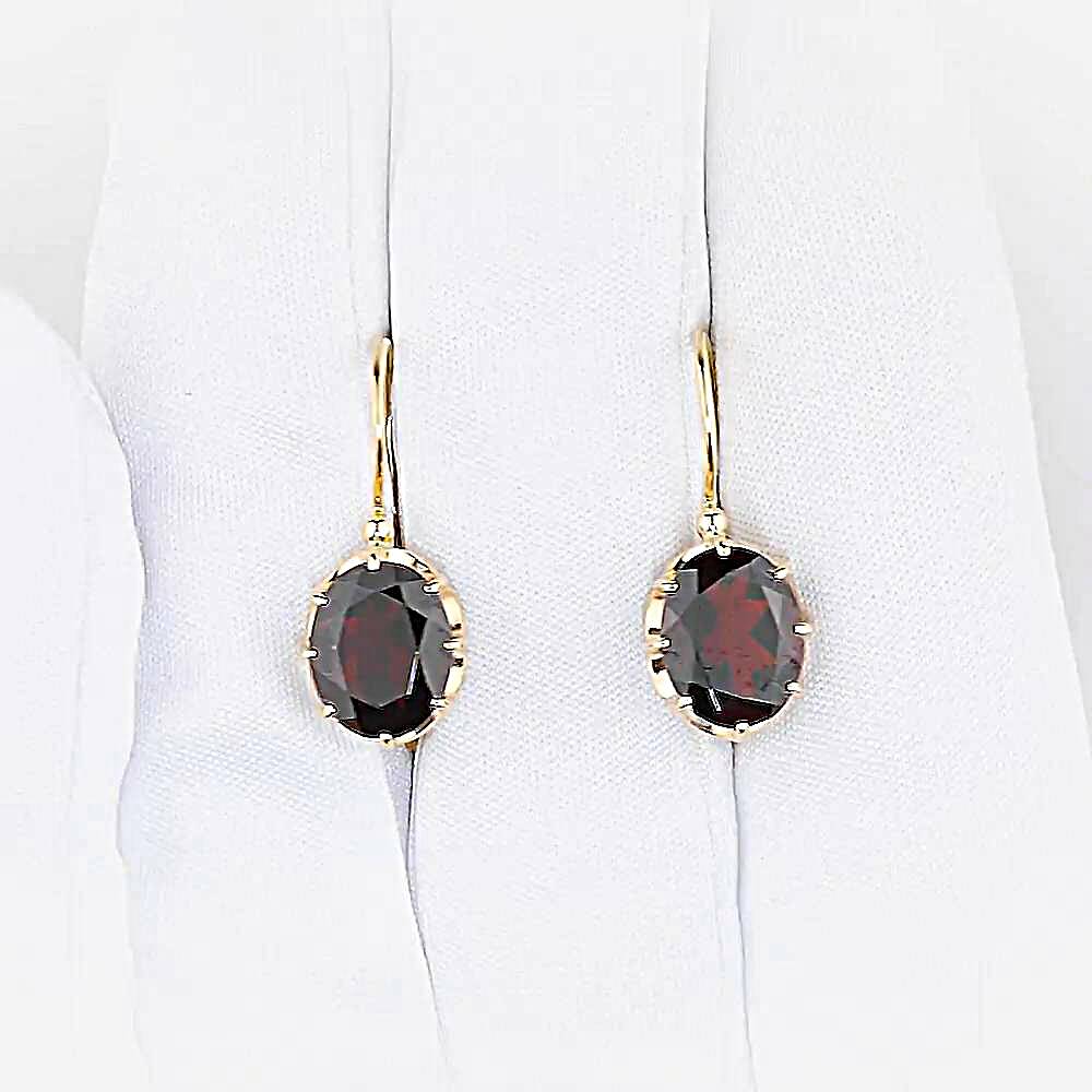 Серьги с гранатами из красного золота 585 пробы 1