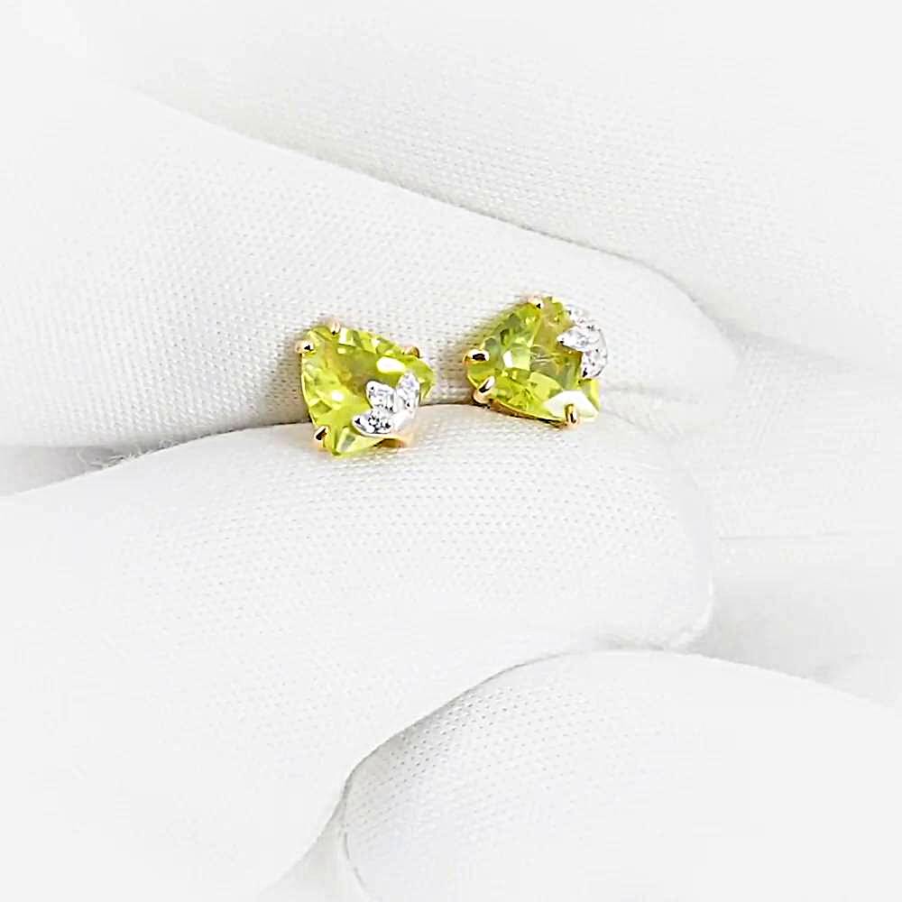 Серьги с хризолитами и фианитами из красного золота 375 пробы 1