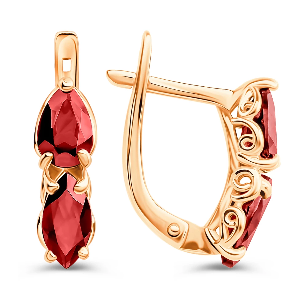 Серьги с гранатами из красного золота 375 пробы 3