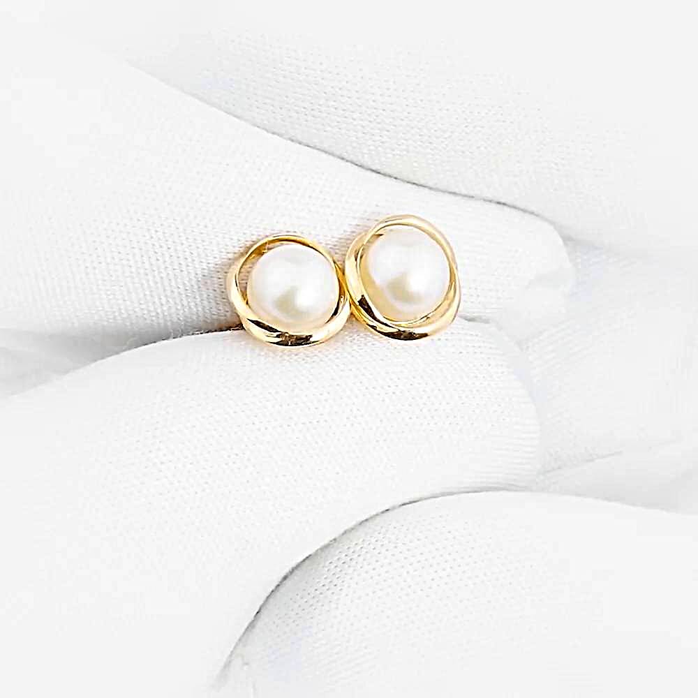 Серьги с культивированным жемчугом из красного золота 585 пробы 1