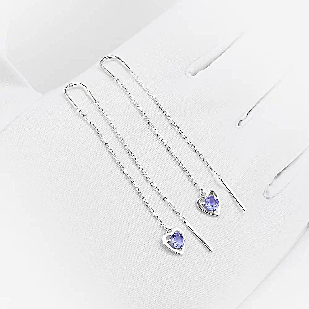 Серьги с танзанитами из белого золота 585 пробы 1