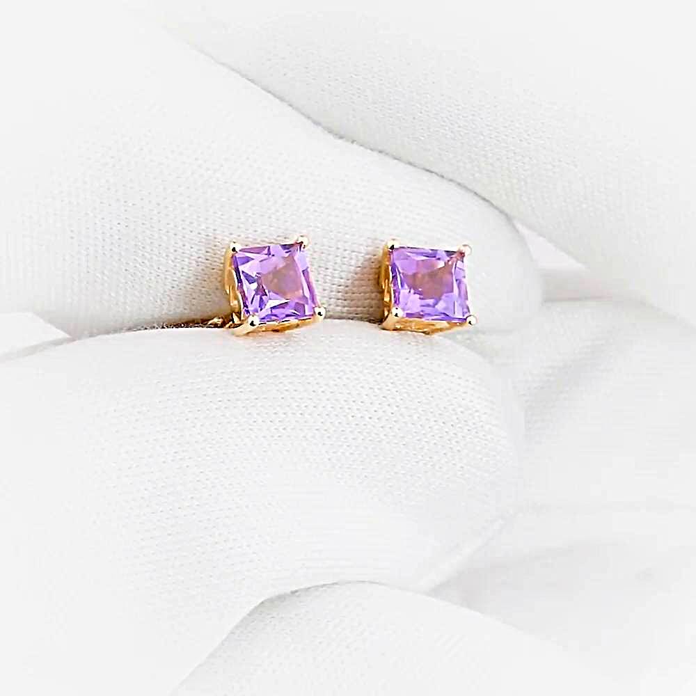Серьги с аметистами из красного золота 375 пробы 1
