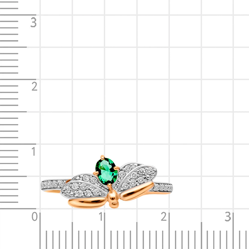 Кольцо  Бабочка с фианитами из красного золота 375 пробы 2