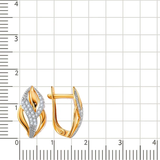 Серьги с фианитами из красного золота 585 пробы 3