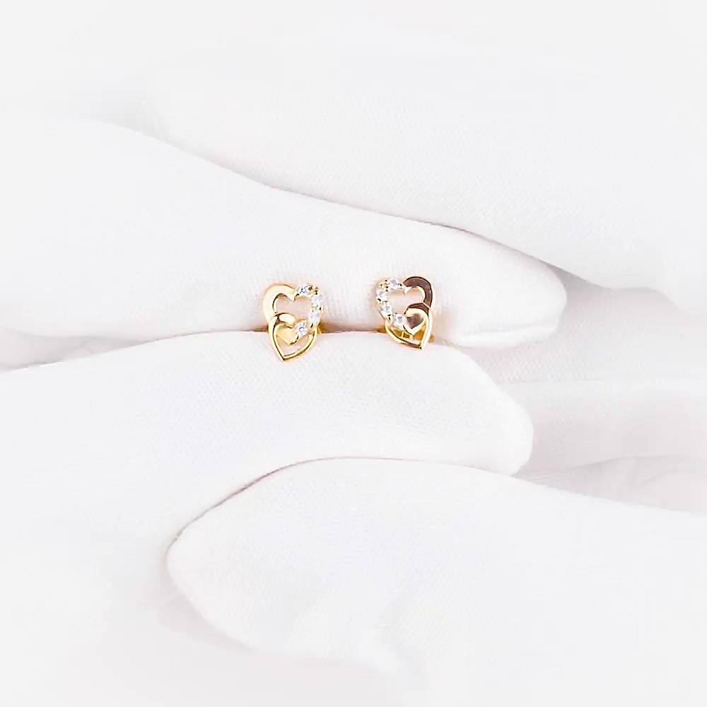 Серьги с фианитами из красного золота 375 пробы 1