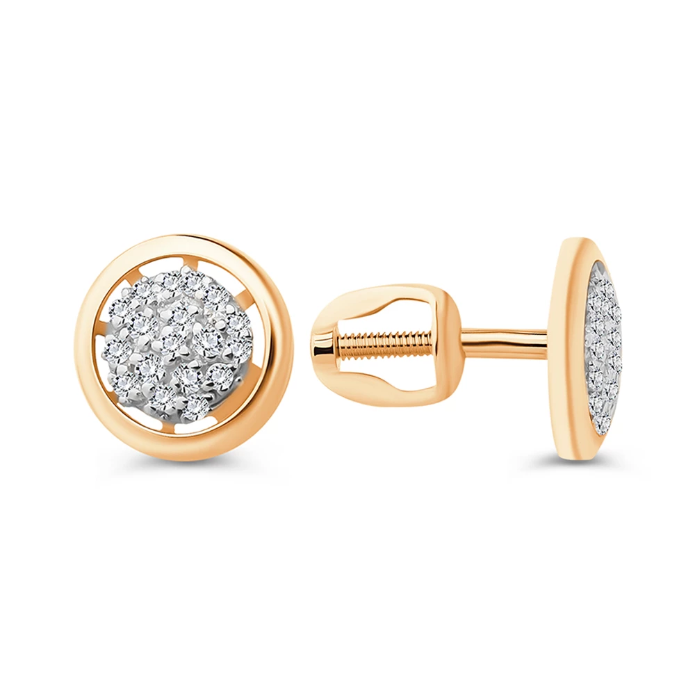 Серьги с фианитами из красного золота 585 пробы 3