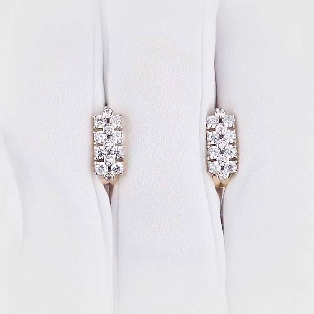 Серьги с фианитами из красного золота 375 пробы 1