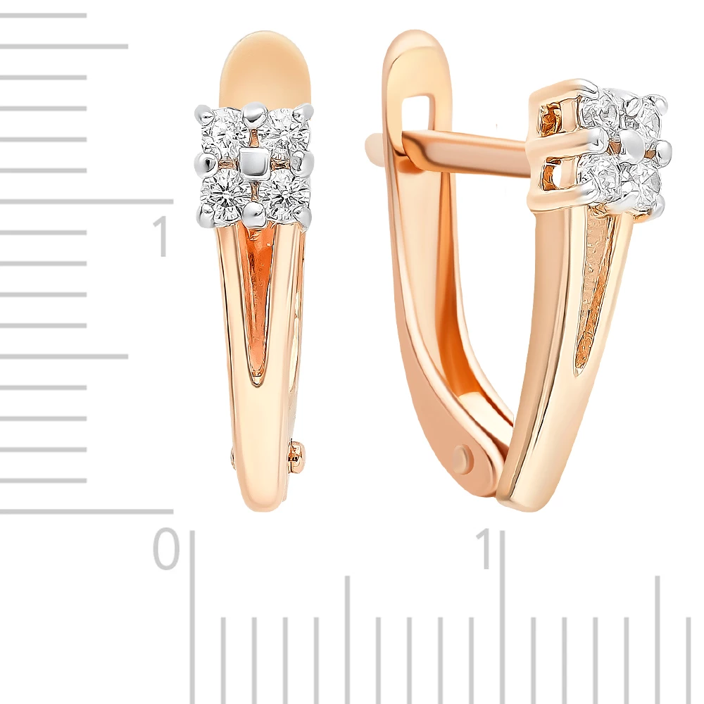 Серьги с фианитами из красного золота 585 пробы 3
