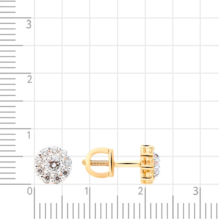 Серьги с фианитами из красного золота 585 пробы 3