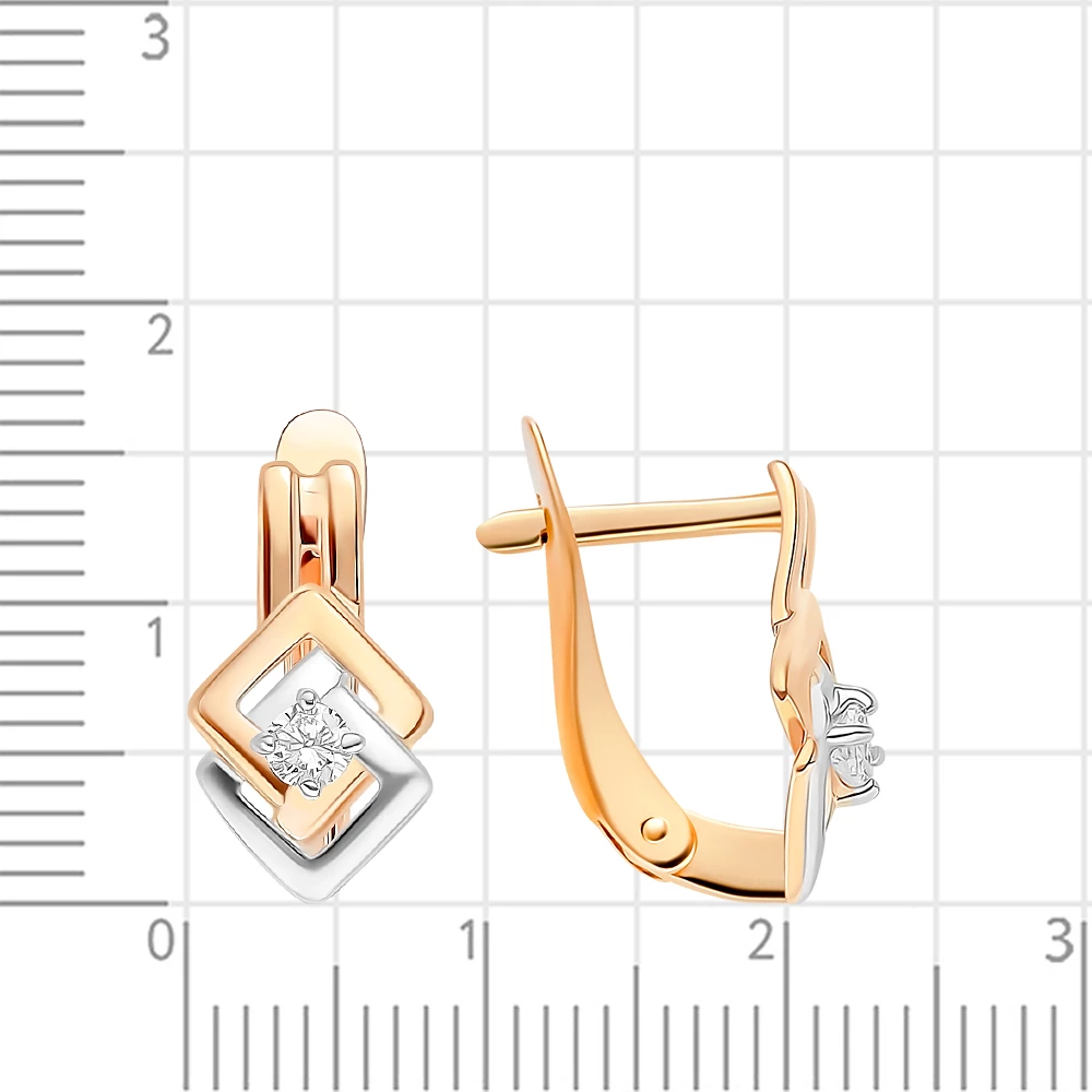 Серьги с фианитами из красного золота 585 пробы 3