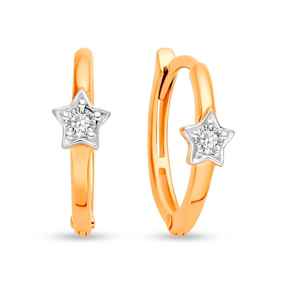Серьги с фианитами из красного золота 585 пробы