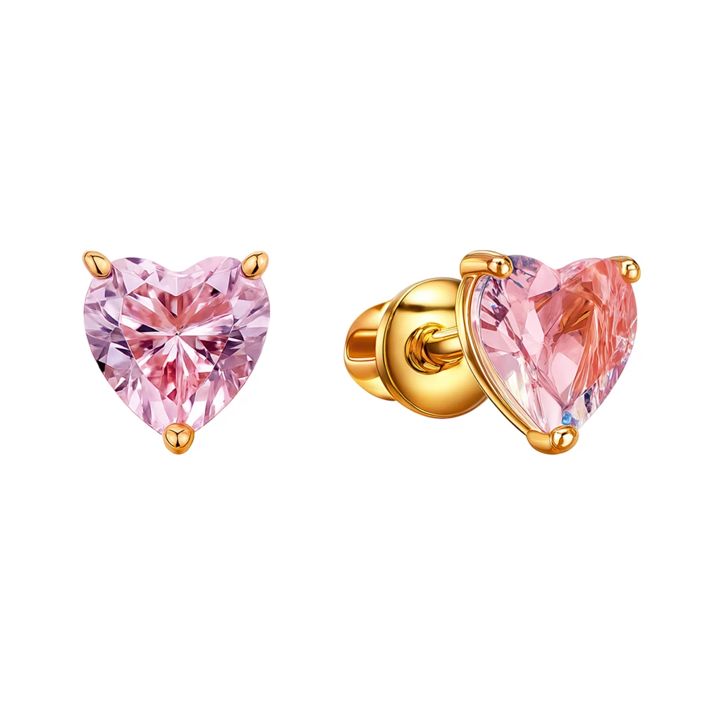 Серьги с фианитами из красного золота 375 пробы 1