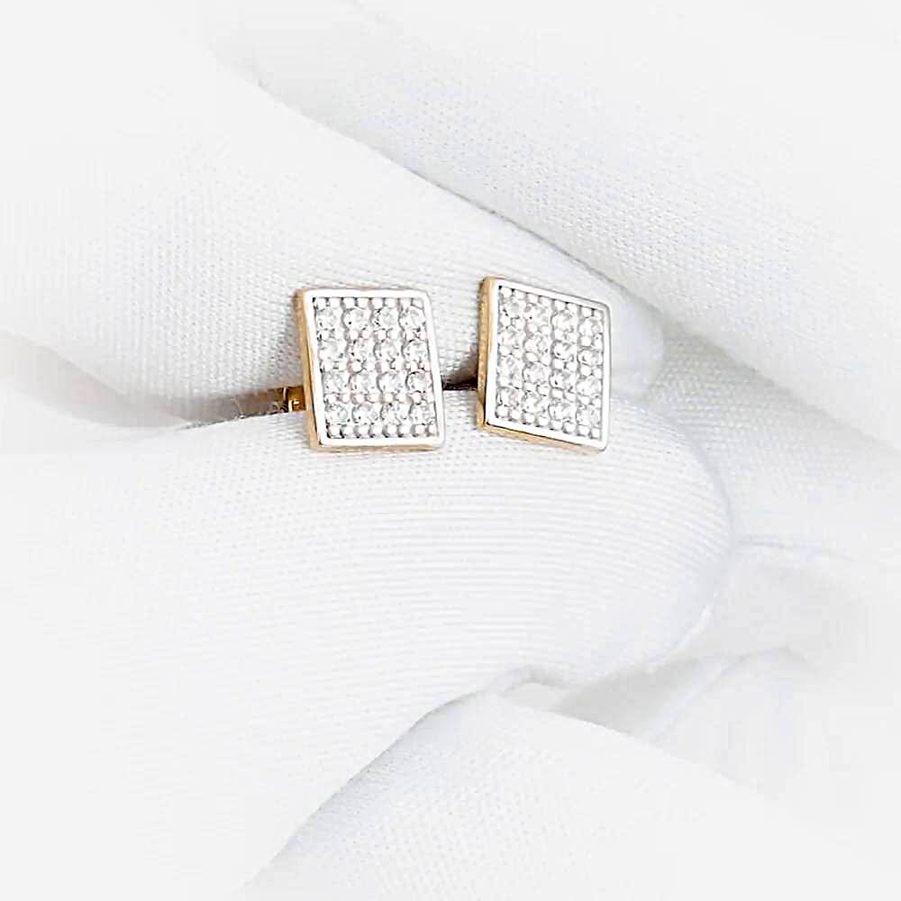 Серьги с фианитами из красного золота 375 пробы 1