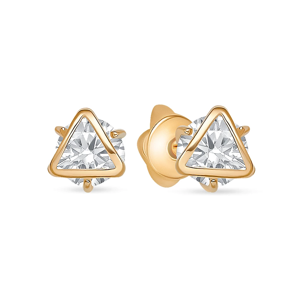 Серьги с фианитами из красного золота 585 пробы 2