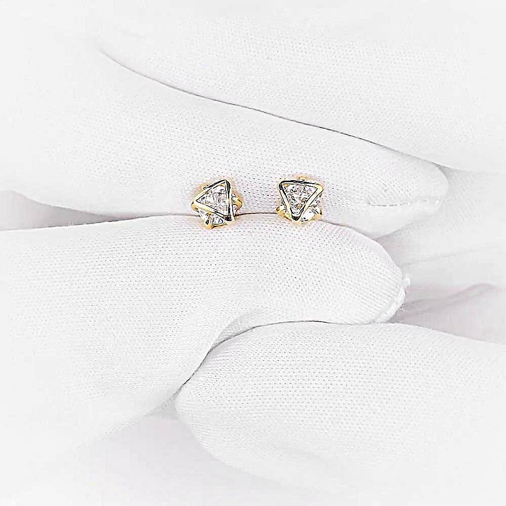 Серьги с фианитами из красного золота 585 пробы 1
