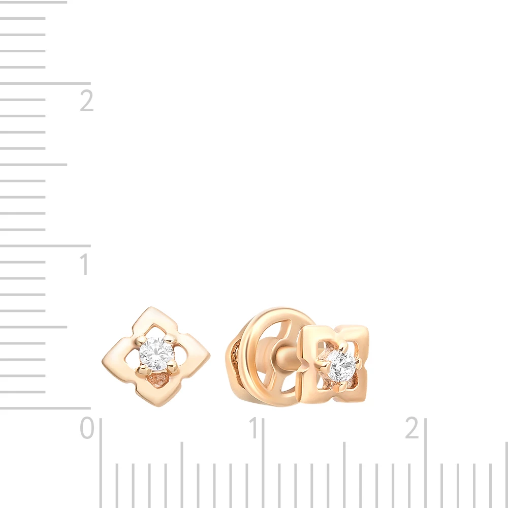 Серьги с фианитами из красного золота 585 пробы 2