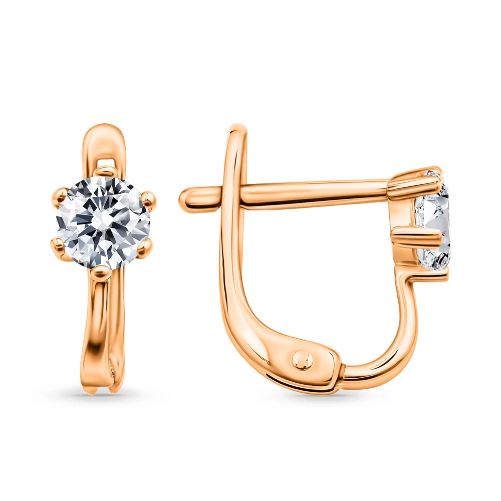 Серьги с фианитами из красного золота 585 пробы 3
