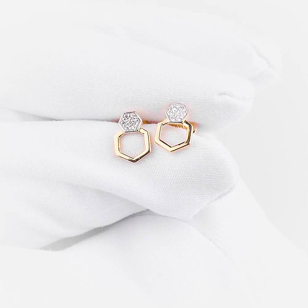 Серьги с фианитами из красного золота 585 пробы 1