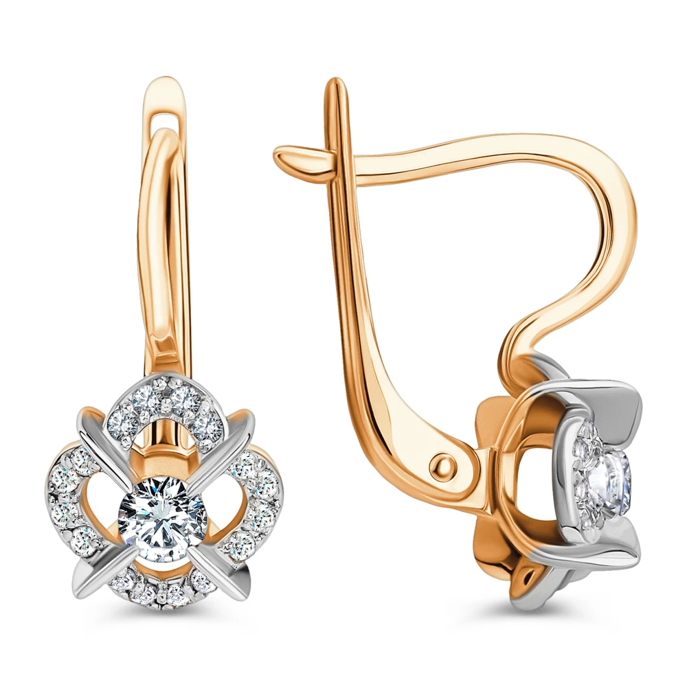 Серьги с фианитами из красного золота 585 пробы 3