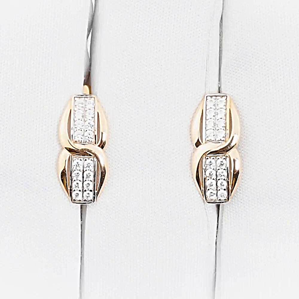 Серьги с фианитами из красного золота 375 пробы 1