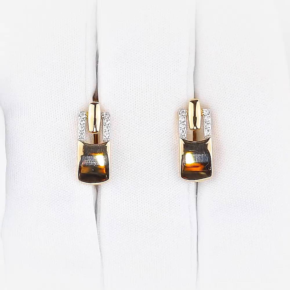 Серьги с фианитами из красного золота 585 пробы 1