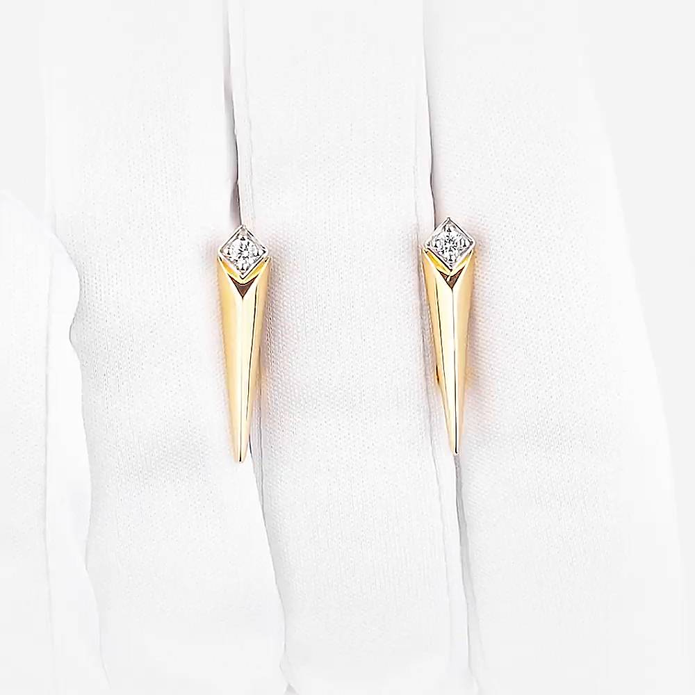 Серьги с фианитами из красного золота 585 пробы 1