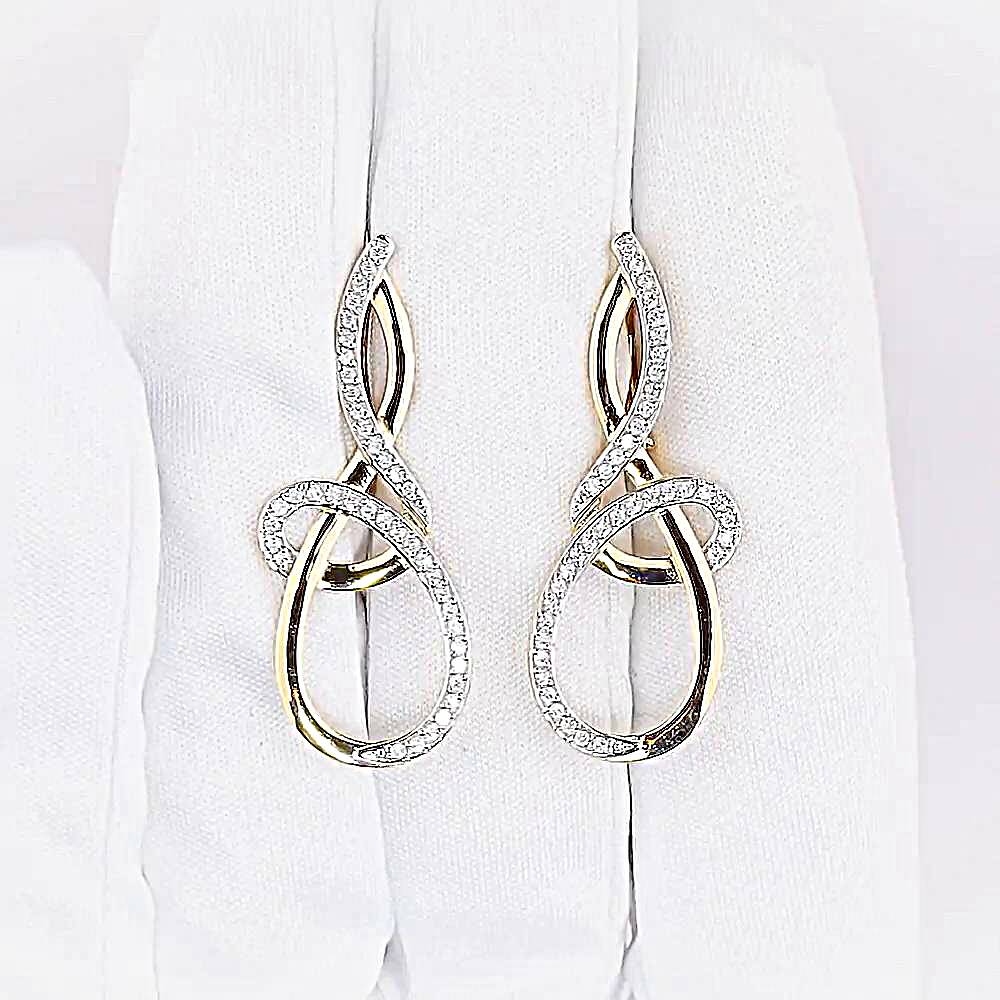 Серьги с фианитами из красного золота 585 пробы 1