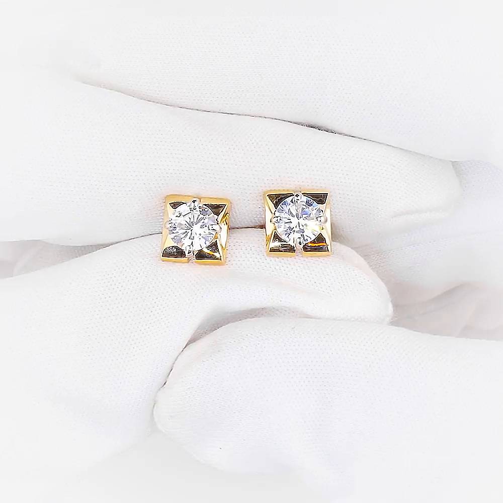 Серьги с фианитами из красного золота 375 пробы 1